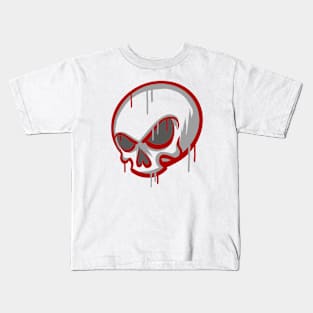 Red And Grey Graffiti Skull Kids T-Shirt